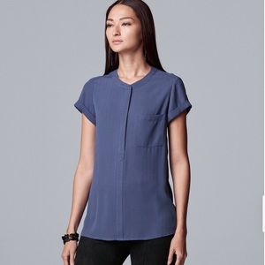 NWT Simply Vera Vera Wang pleated popover top PL